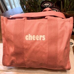 Pink Cheers tote approximately 10”L 12”W